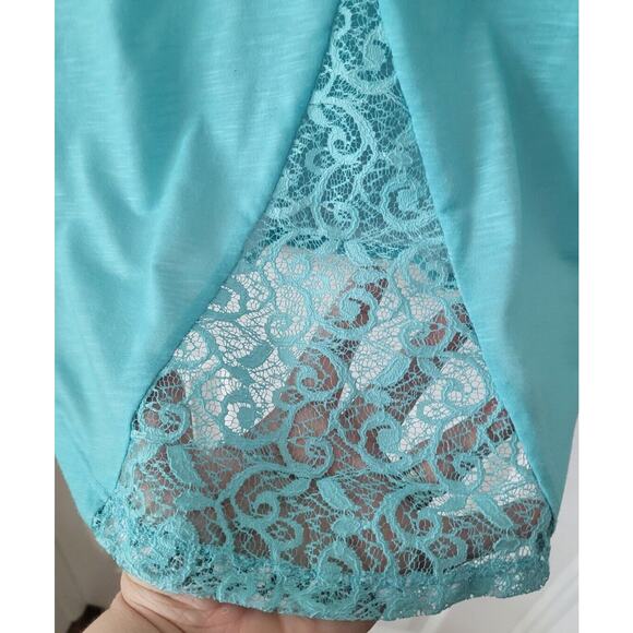 Leoma Lovegrove L Top Turtle Underwater Ocean Short Sleeve Lace Back Green Teal - Picture 7 of 7